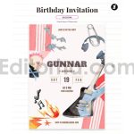rockstar theme birthday invitation card