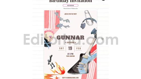 rockstar theme birthday invitation card