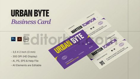 دانلود فایل لایه باز کارت ویزیت حرفه ای Urban Byte - Business Card