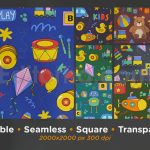 دانلود 15 پترن لایه باز اسباب بازی کودک Kids Time Seamless Patterns