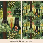 دانلود 12 پترن جنگلی خاص و زیبا Seamless Forest Patterns