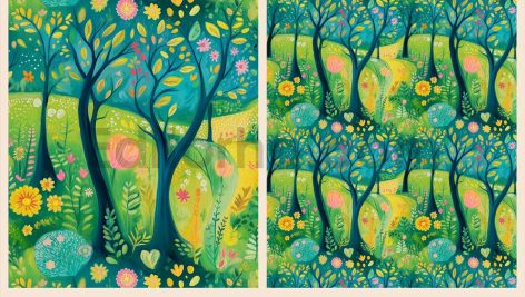 دانلود ۱۲ پترن جنگلی خاص و زیبا Seamless Forest Patterns