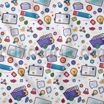 دانلود فایل لایه باز پترن کارتونی مدرسه Cartoon School Seamless Pattern