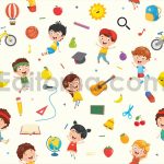 دانلود پترن بچه های خندان Seamless Pattern Of Funny Kids