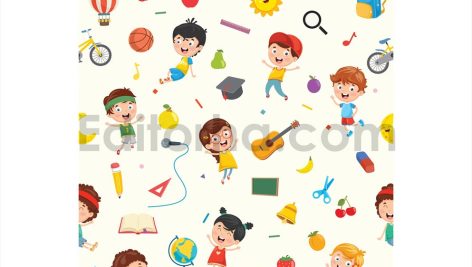دانلود پترن بچه های خندان Seamless Pattern Of Funny Kids