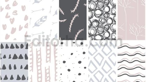 دانلود 30 پترن کودک با طراحی دستی Cute Kids Seamless Patterns