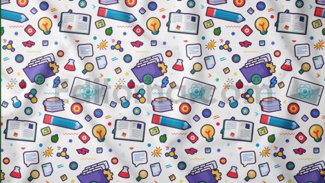 دانلود فایل لایه باز پترن کارتونی مدرسه Cartoon School Seamless Pattern