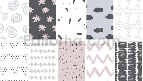 دانلود 30 پترن کودک با طراحی دستی Cute Kids Seamless Patterns