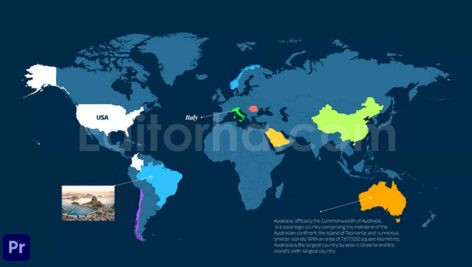 دانلود پروژه آماده پریمیر: نقشه جهان با موسیقی World Map Info