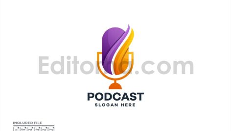 دانلود وکتور لایه باز لوگو پادکست Podcast Wings Logo