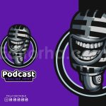 دانلود وکتور لایه باز لوگو خنده دار پادکست Funny Podcast Logo Template