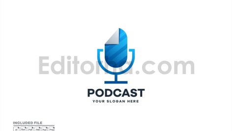 دانلود وکتور لایه باز لوگو پادکست Podcast Script Logo