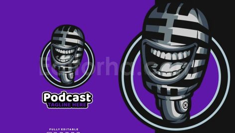 دانلود وکتور لایه باز لوگو خنده دار پادکست Funny Podcast Logo Template