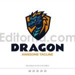 دانلود وکتور لایه باز لوگو طرح سپر اژدها Dragon Shield Mascot Logo