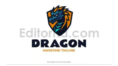 دانلود وکتور لایه باز لوگو طرح سپر اژدها Dragon Shield Mascot Logo