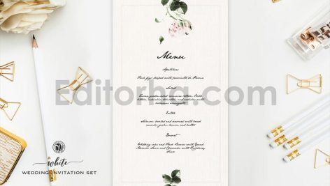 دانلود فایل لایه باز ست کارت دعوت عروسی سفید White Wedding Invitation