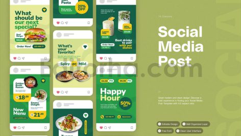 دانلود فایل لایه باز پست اینستاگرام برای نمایش جذاب غذا، نوشیدنی‌ و دستور پخت‌