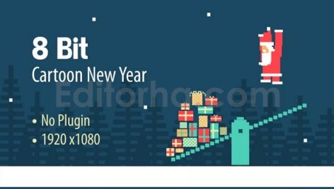 8 bit cartoon new year