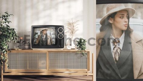 Old TV Screen In The Interior Mockup4