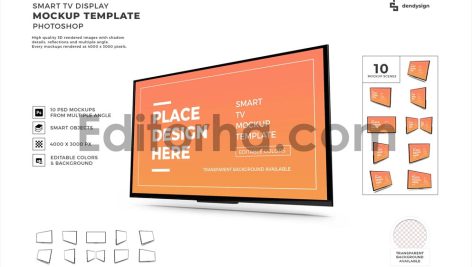 Smart TV Display Mockup Template Set1