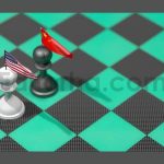 Chess Pawns Representing USA and China