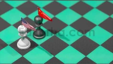 Chess Pawns Representing USA and China
