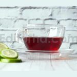 Close Up of Lemon Tea on Wooden Background