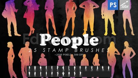 25 People Silhouette Photoshop Stamp Brushes