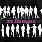 25 People Silhouette Photoshop Stamp Brushes