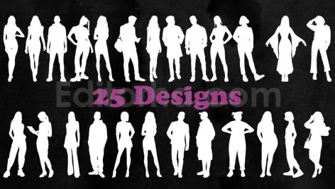 25 People Silhouette Photoshop Stamp Brushes
