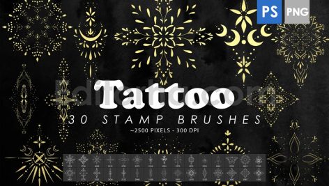 30 Tattoo Ornament Photoshop Stamp Brushes