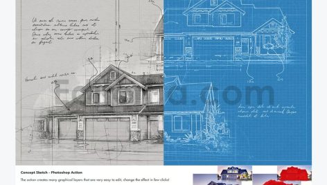 دانلود اکشن و براش برای اسکیس معماری Concept Sketch – Photoshop Action