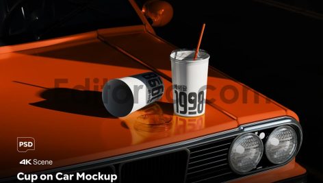 Cup on Car Hood Mockup1
