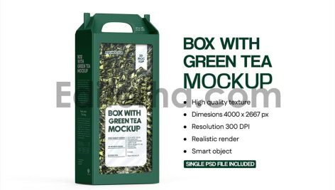 Green Tea Box Mockup With Handle1