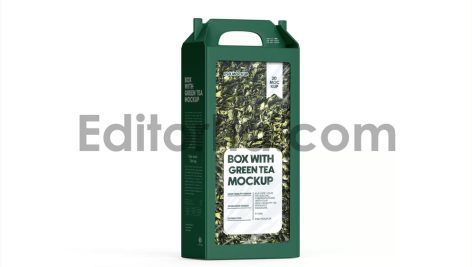 Green Tea Box Mockup With Handle3