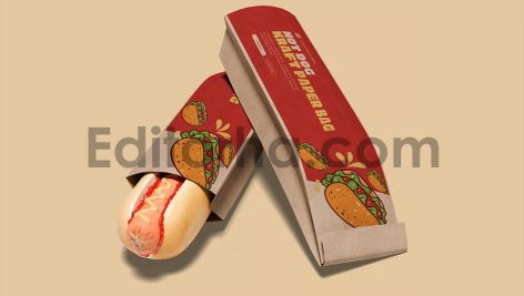 Hot Dog Kraft Paper Tray Mockup