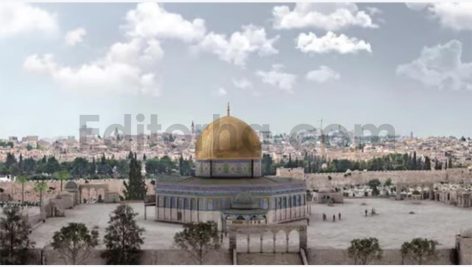 The Dome Of The Rock with Jerusalem Landscape, Aerial view