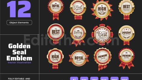 Luxury Circle Gold Badge Golden Seal Stamp Logo
