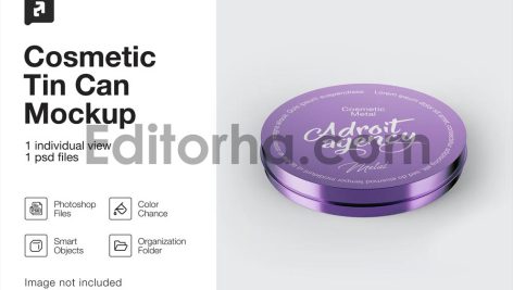 Metallic Round Cosmetic Tin Can Mockup2