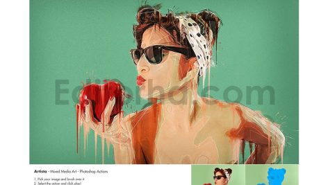 دانلود اکشن تبدیل عکس به نقاشی میکس مدیا در فتوشاپ