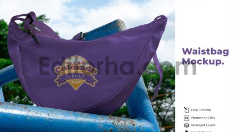 Realistic Waist Bag Mockup in Umpire Chair1