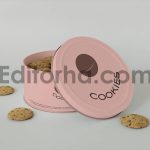 Round Cookies Tin Can Mockup1