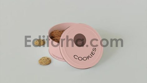 Round Cookies Tin Can Mockup4
