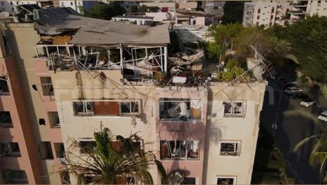 Circular Drone View of Damaged Building in Tel Aviv - Israel