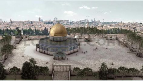 Jerusalem Dome Of The Rock Temple Mount Mosque rooftop Aerial