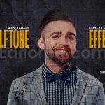 Vintage Halftone Photo Effect Mockup