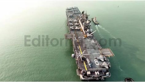 Nuclear ship Military navy ship war ship carrier full loading fighter jet aircraft and helicopter