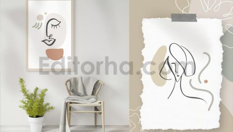Abstract Line Art Faces