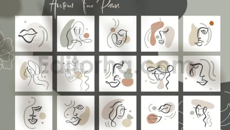 Abstract Line Art Faces