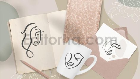 Abstract Line Art Faces